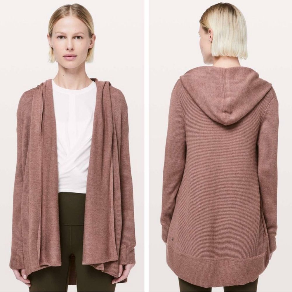 Lululemon Cashmere Sundown Wrap Open Front Hooded Cardigan Sweater Size Small
